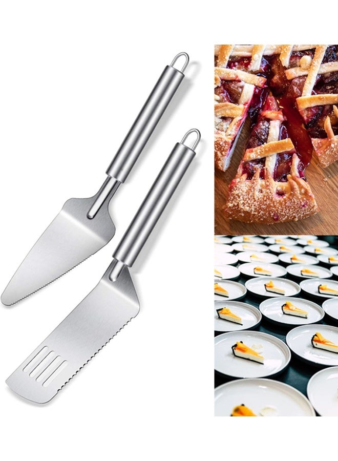 2 Pieces Pie Server Set Multi-function Stainless Steel Cake Spatula Knife Stainless, Cake Spatula for Pie Lasagna Cutting - Image 1